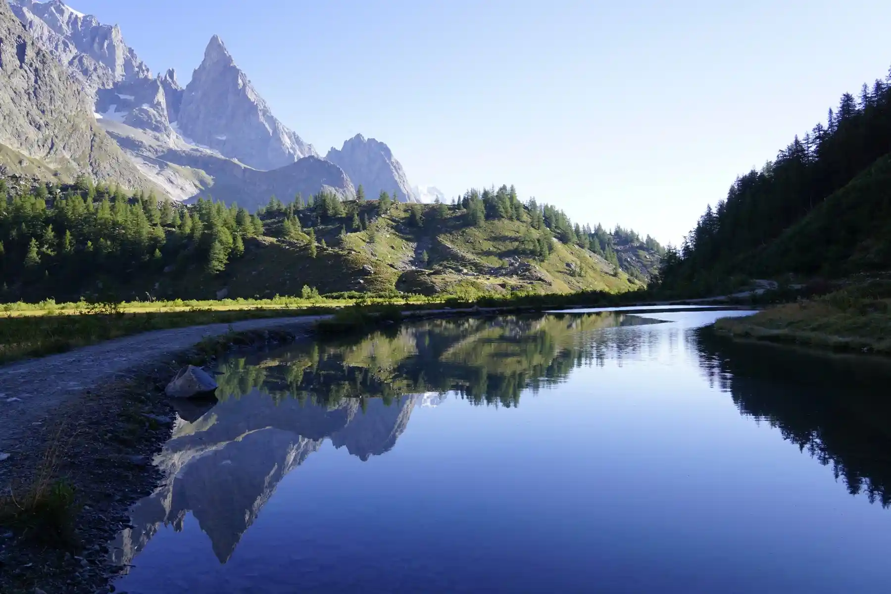 mountains reflections in a lake